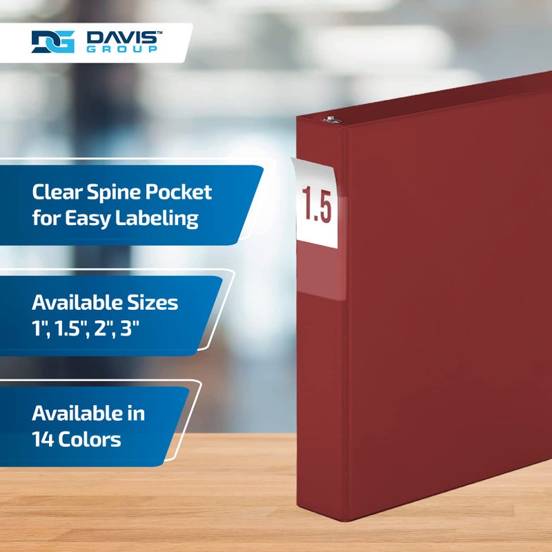 Davis Group Premium Economy 6-Pack 3-Ring Binders for School or Office, D-Ring Binders, 1.5 Inch, Burgundy - Image 4